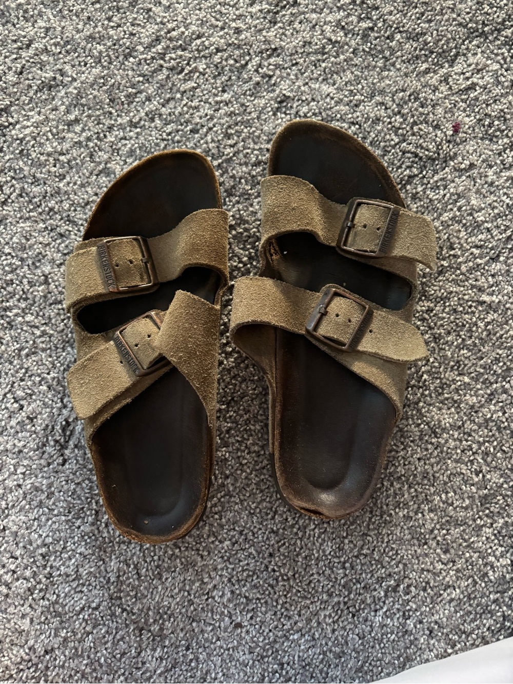 Birkenstock Arizona Suede Double-Buckle Slide Sandals - Brown